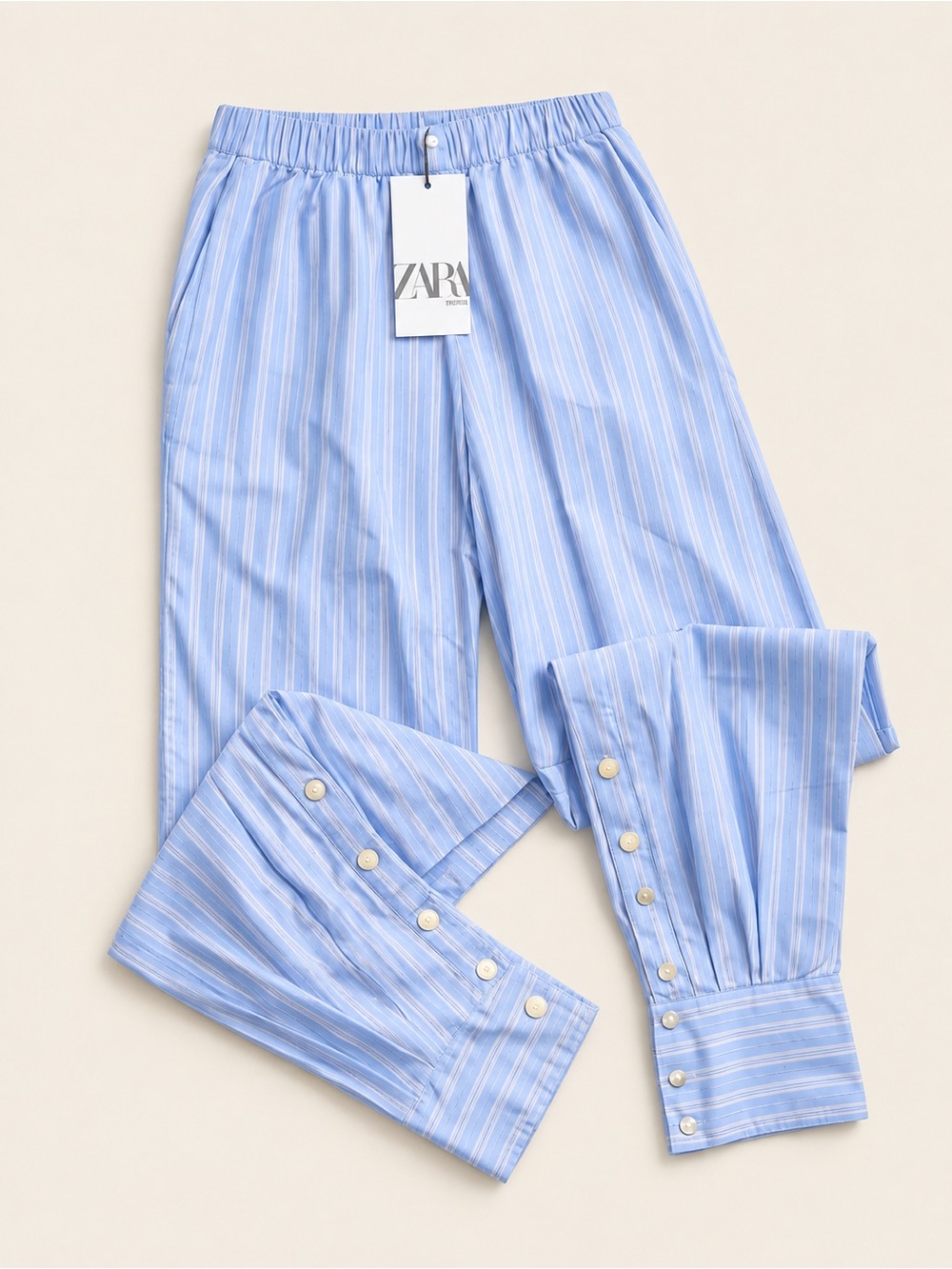 ZARA STRIPED PAJAMA PANTS WITH BUTTONS